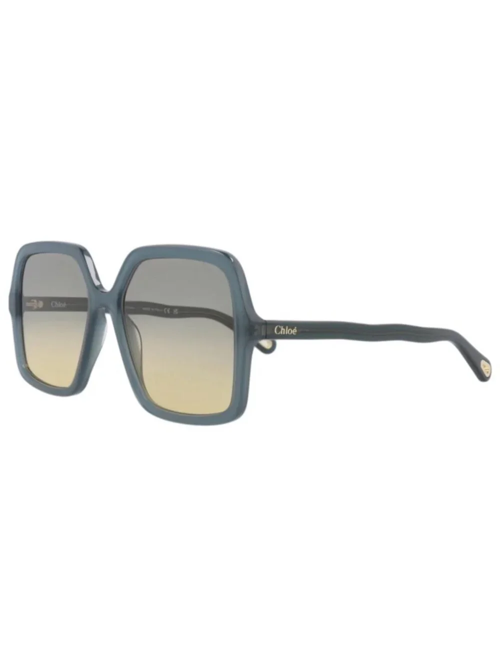 New Chloé Women's Sunglasses Square Rectangle Bio Acetate Frame Blue Blue Blue
